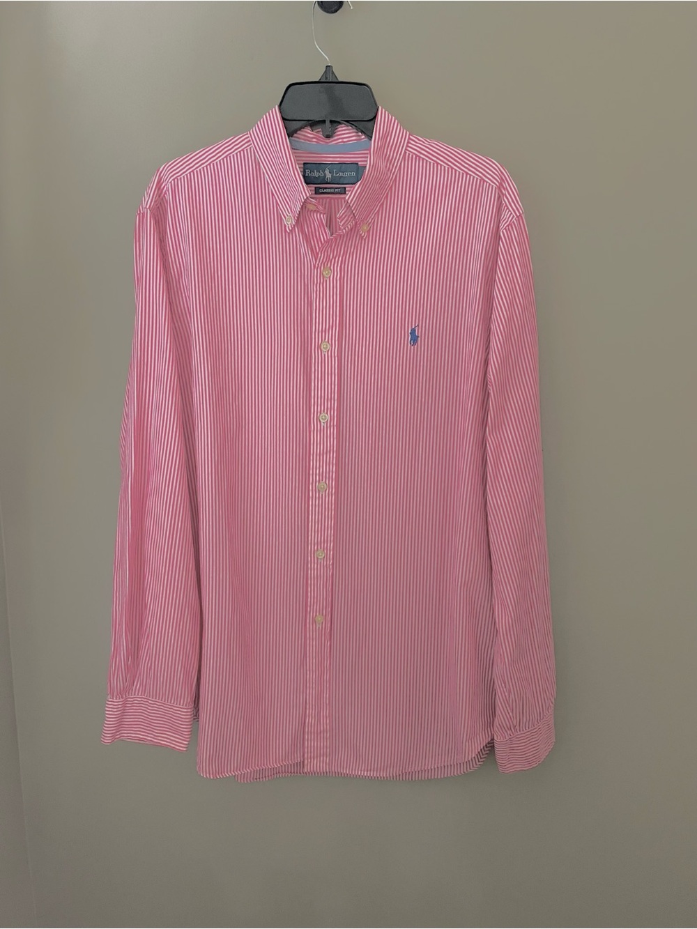 Ralph Lauren Pink and White Stripe Button-Down Shirt